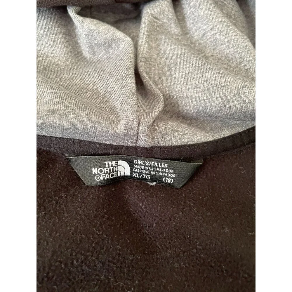 The North Face Girls YXL (14/16) Full-Zip Hoodie Sweatshirt – Black, Pink Logo